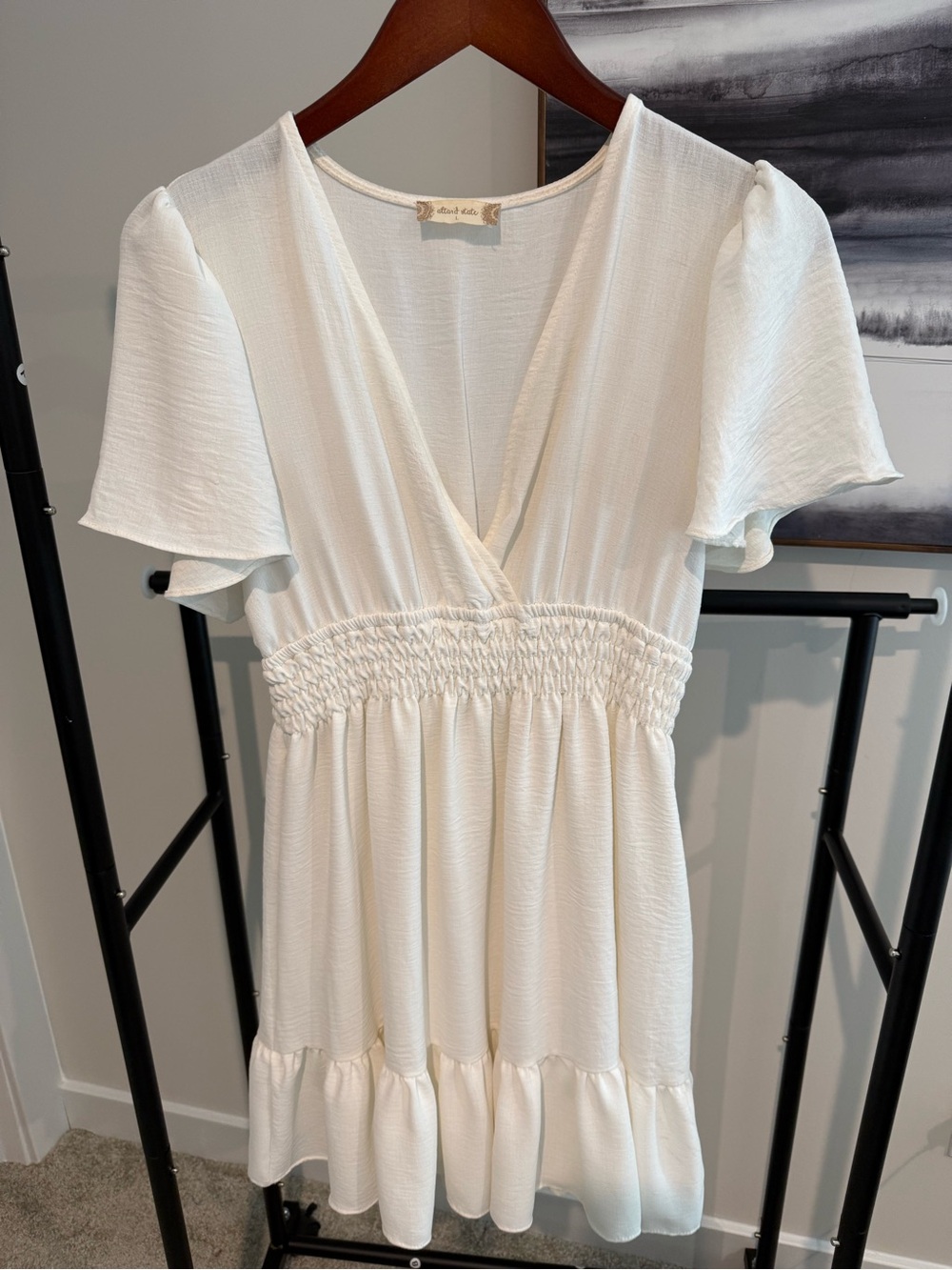 Altar'd State Ivory Crochet Trim V-Neck Top